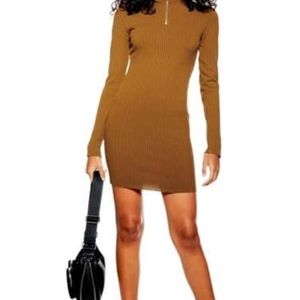 NWT Topshop Ribbed Zip Jersey Dress